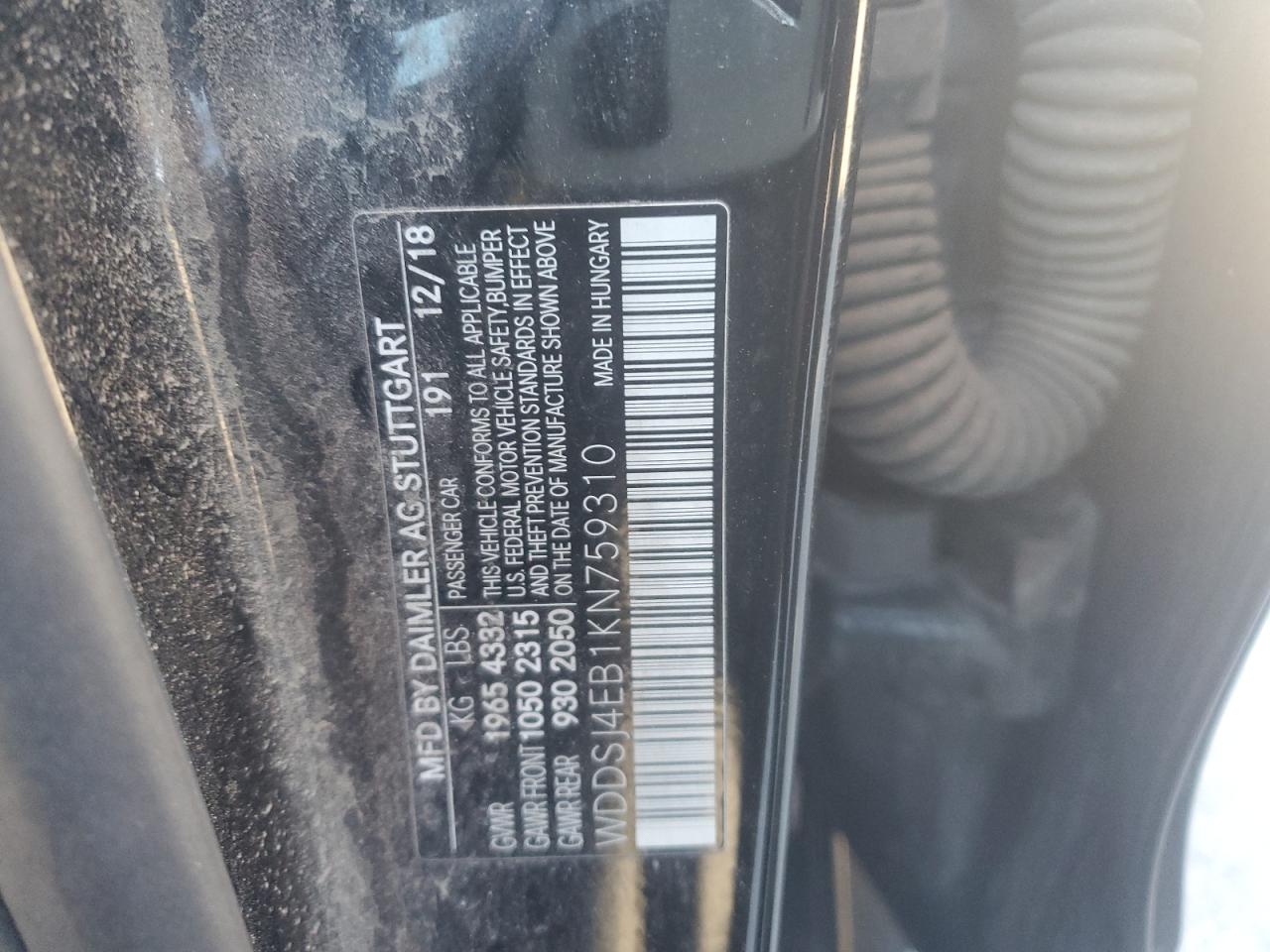 2019 MERCEDES-BENZ Cla-class VIN WDDSJ4EB1KN759310 photo 12