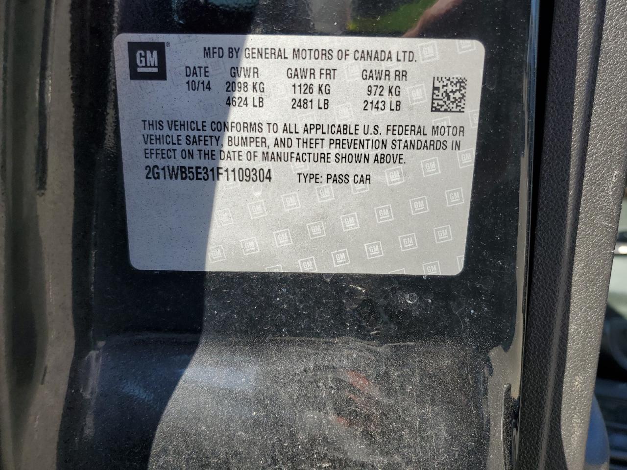 2015 CHEV Impala VIN 2G1WB5E31F1109304 photo 12