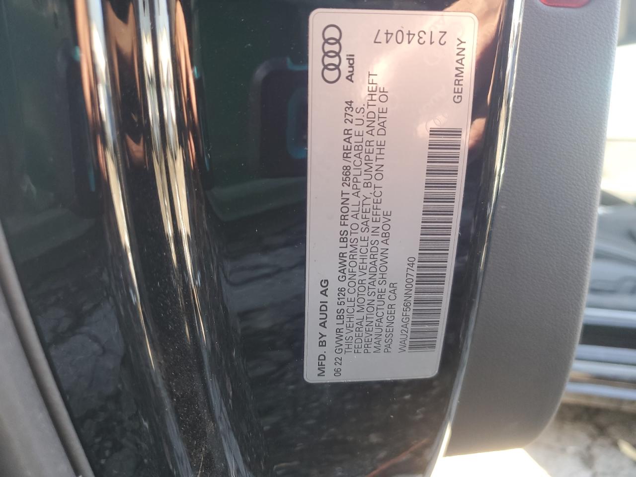 2022 Audi A5 VIN WAU2AGF56NN007740 photo 12