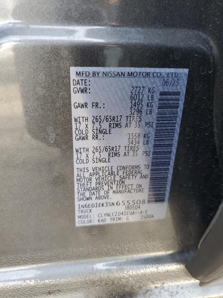 2025 NISS Frontier VIN 1N6ED1EK3SN655508 photo 12