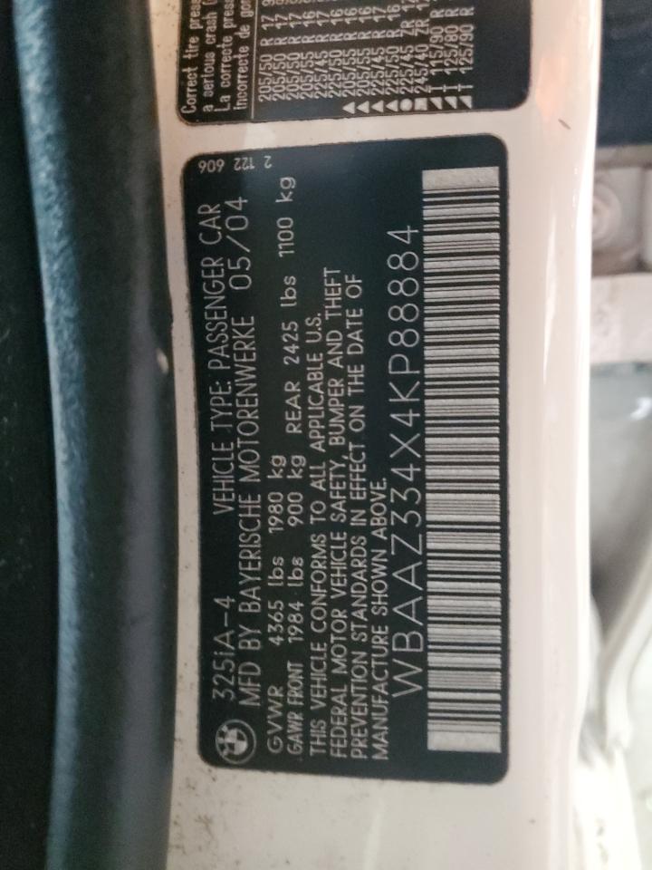 2004 BMW 3 series VIN WBAAZ334X4KP88884 photo 12