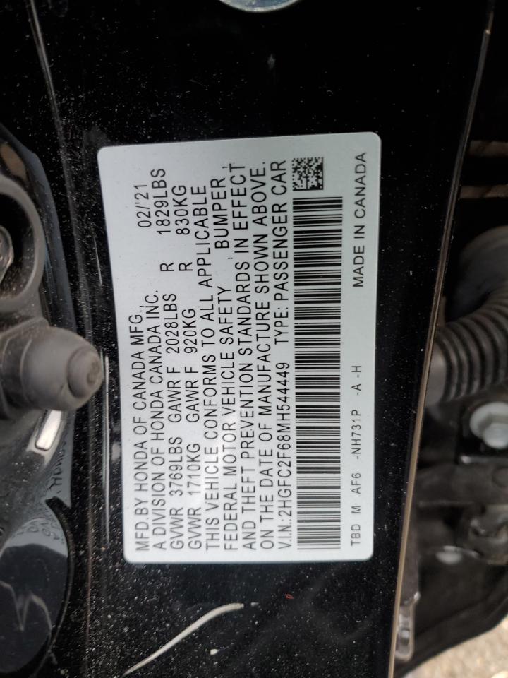 2021 Honda Civic VIN 2HGFC2F68MH544449 photo 12