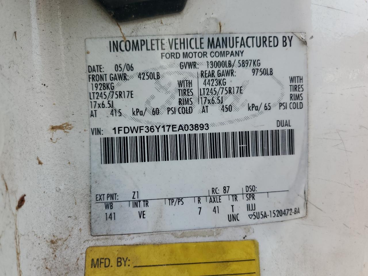 2007 Ford F350 VIN 1FDWF36Y17EA03893 photo 12