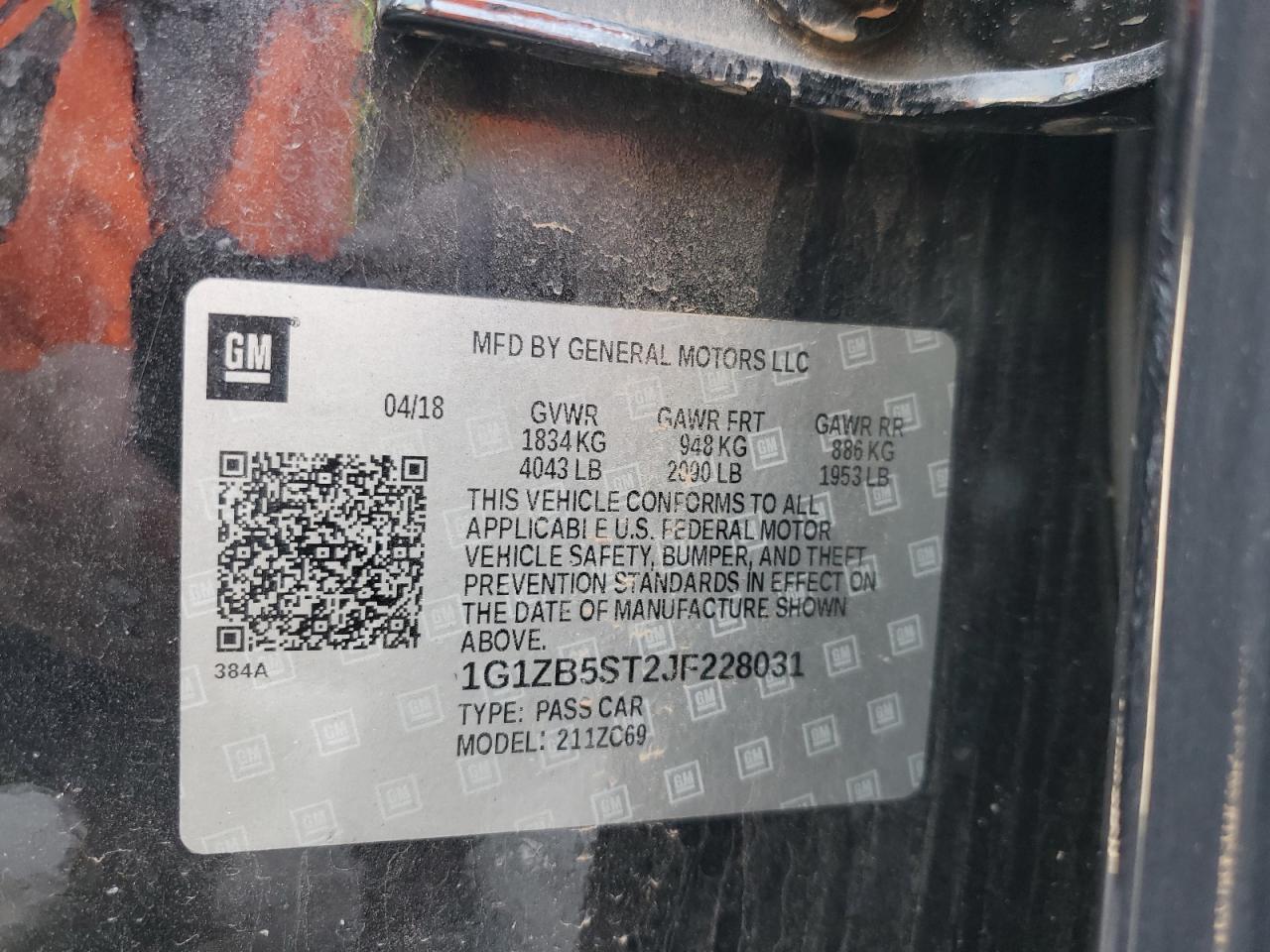 2018 Chev Malibu VIN 1G1ZB5ST2JF228031 photo 12