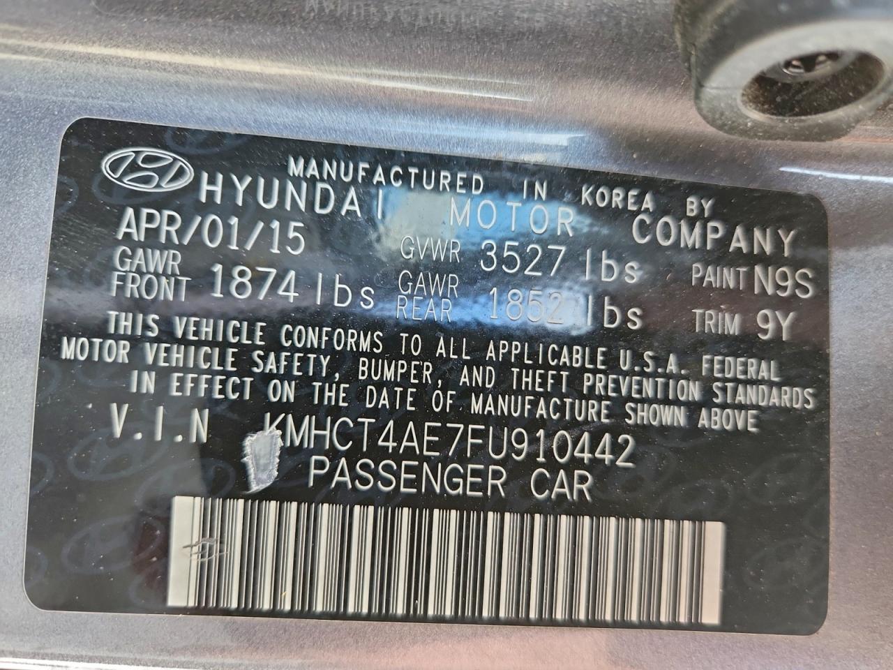 2015 Hyundai Accent VIN KMHCT4AE7FU910442 photo 12