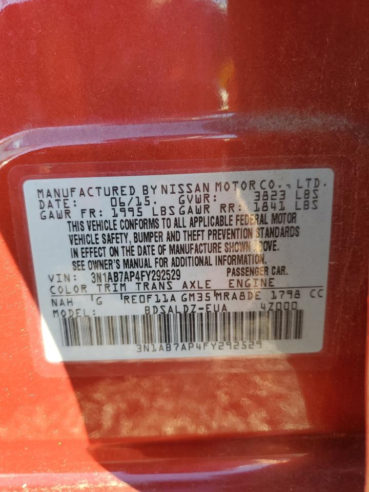 2015 Niss Sentra VIN 3N1AB7AP4FY292529 photo 12