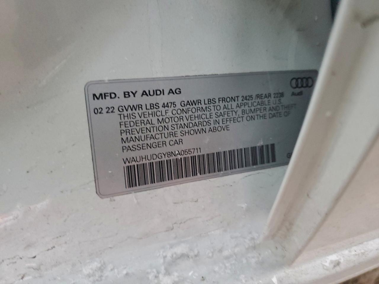 2022 Audi A3 VIN WAUHUDGY8NA055711 photo 12