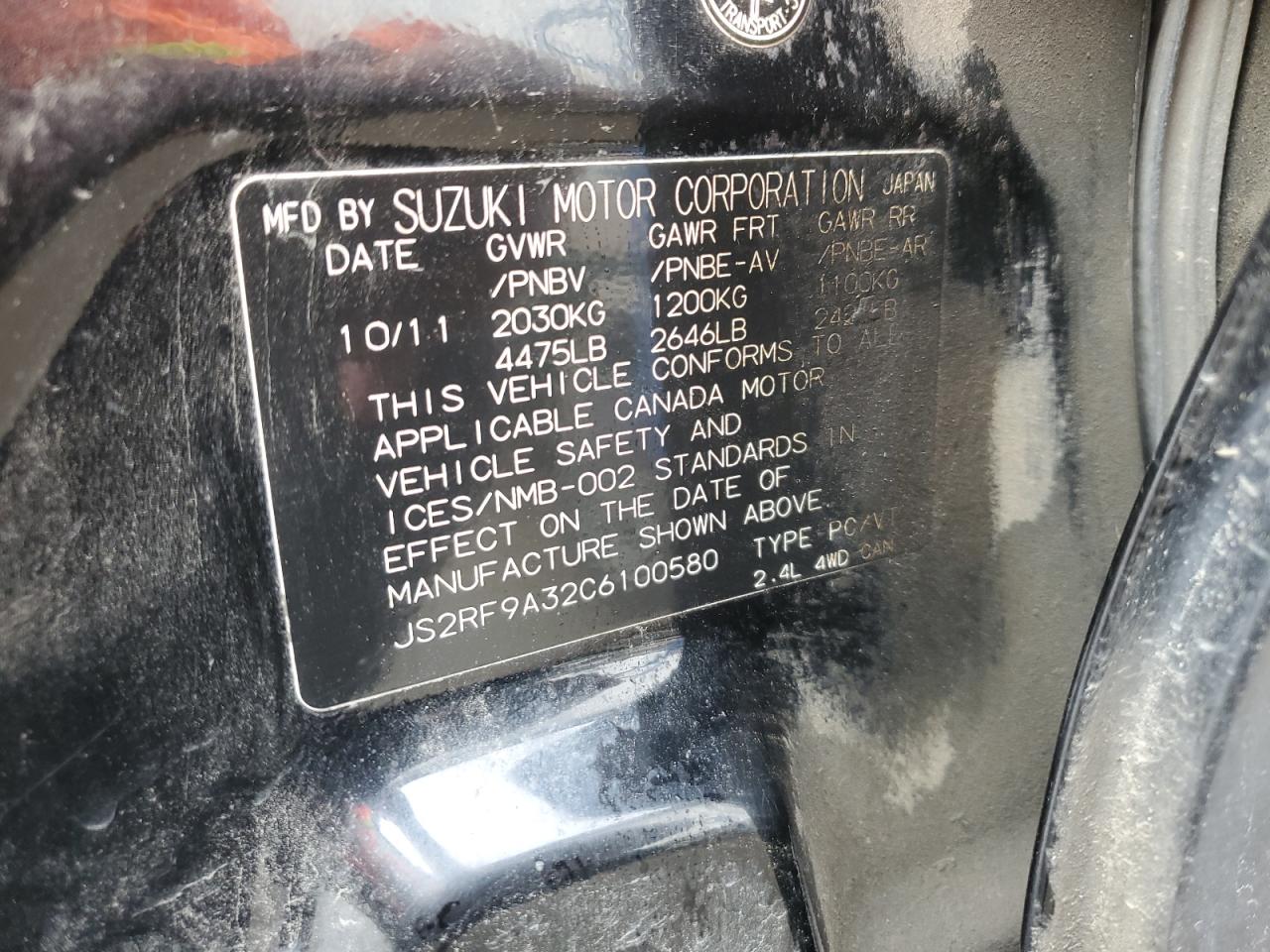 2012 SUZUKI Kizashi VIN JS2RF9A32C6100580 photo 12