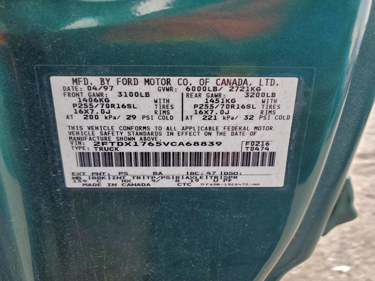 1997 Ford All models VIN 2FTDX1765VCA68839 photo 12