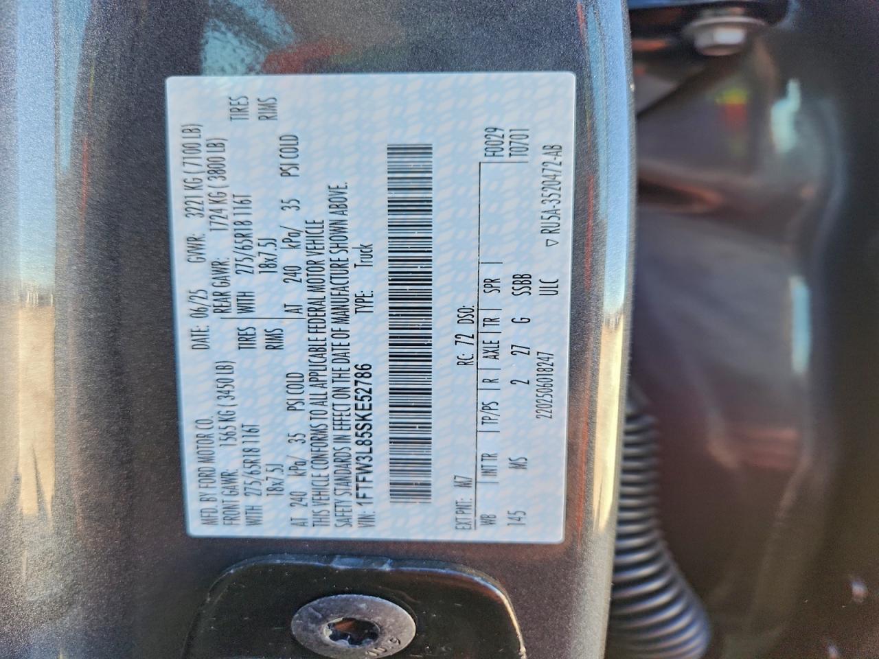 2025 Ford All models VIN 1FTFW3L85SKE52786 photo 12