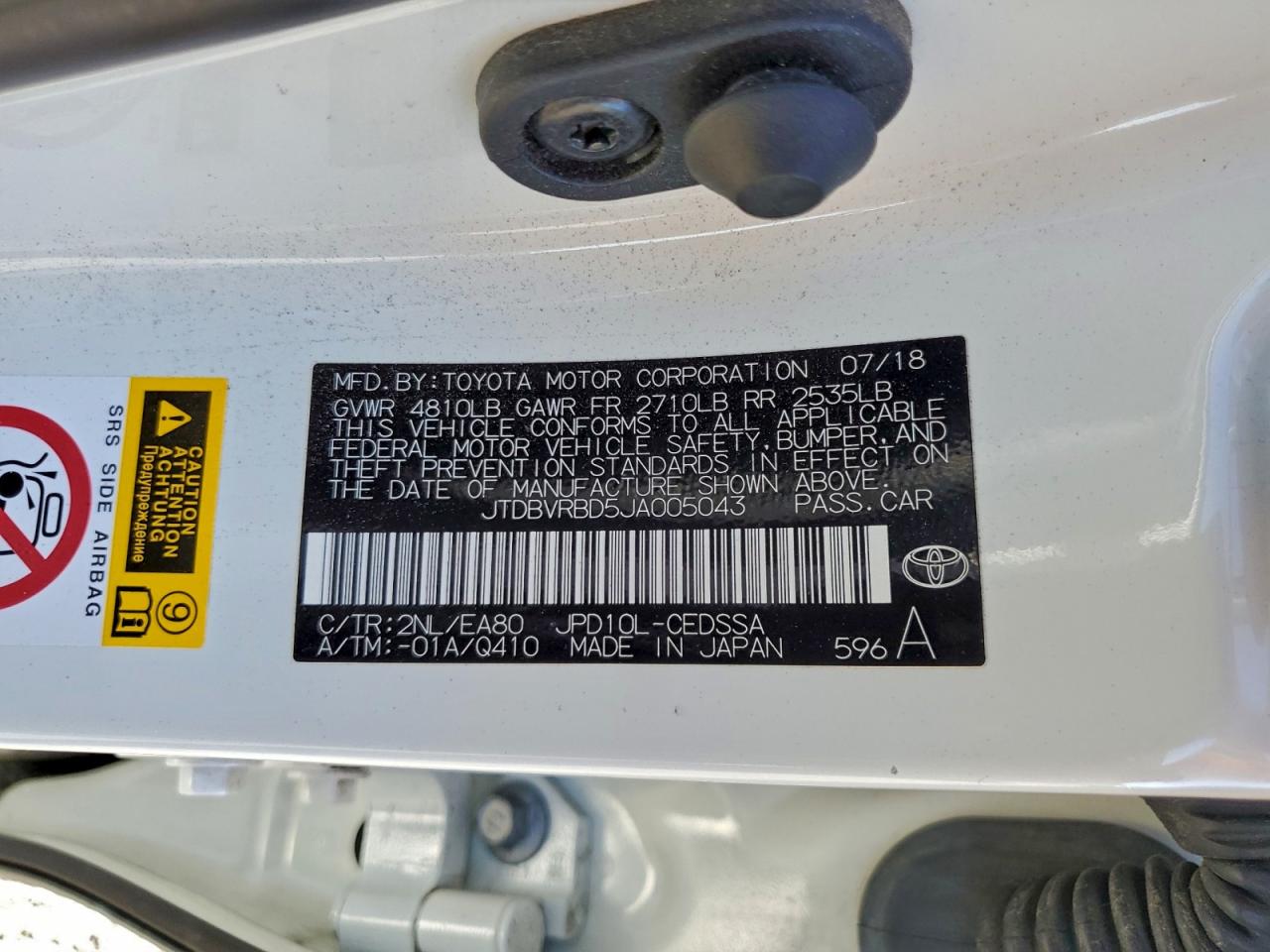 2018 Toyota Mirai VIN JTDBVRBD5JA005043 photo 12