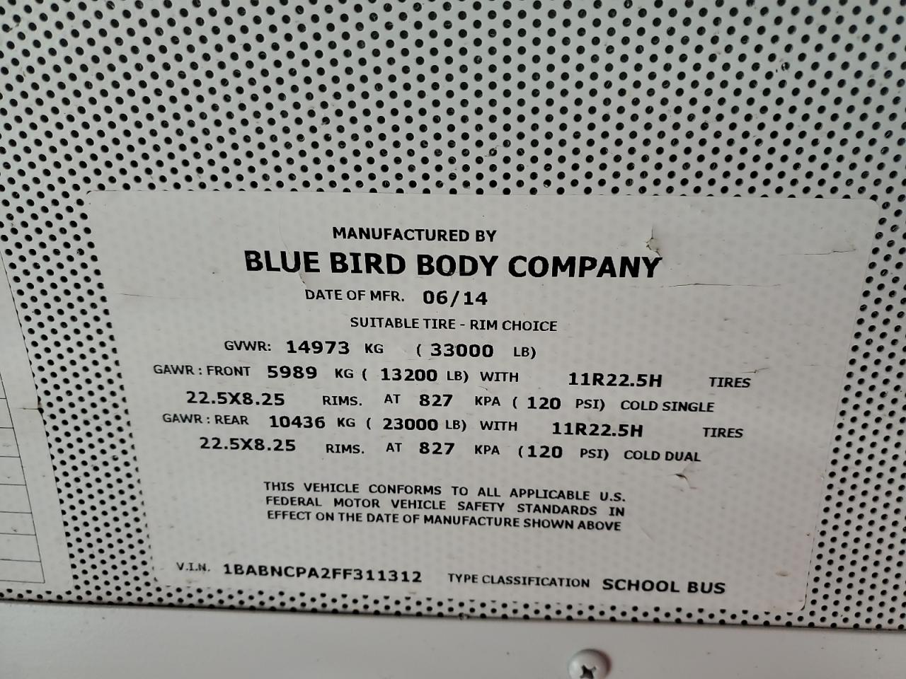 2015 BLUE All models VIN 1BABNCPA2FF311312 photo 10