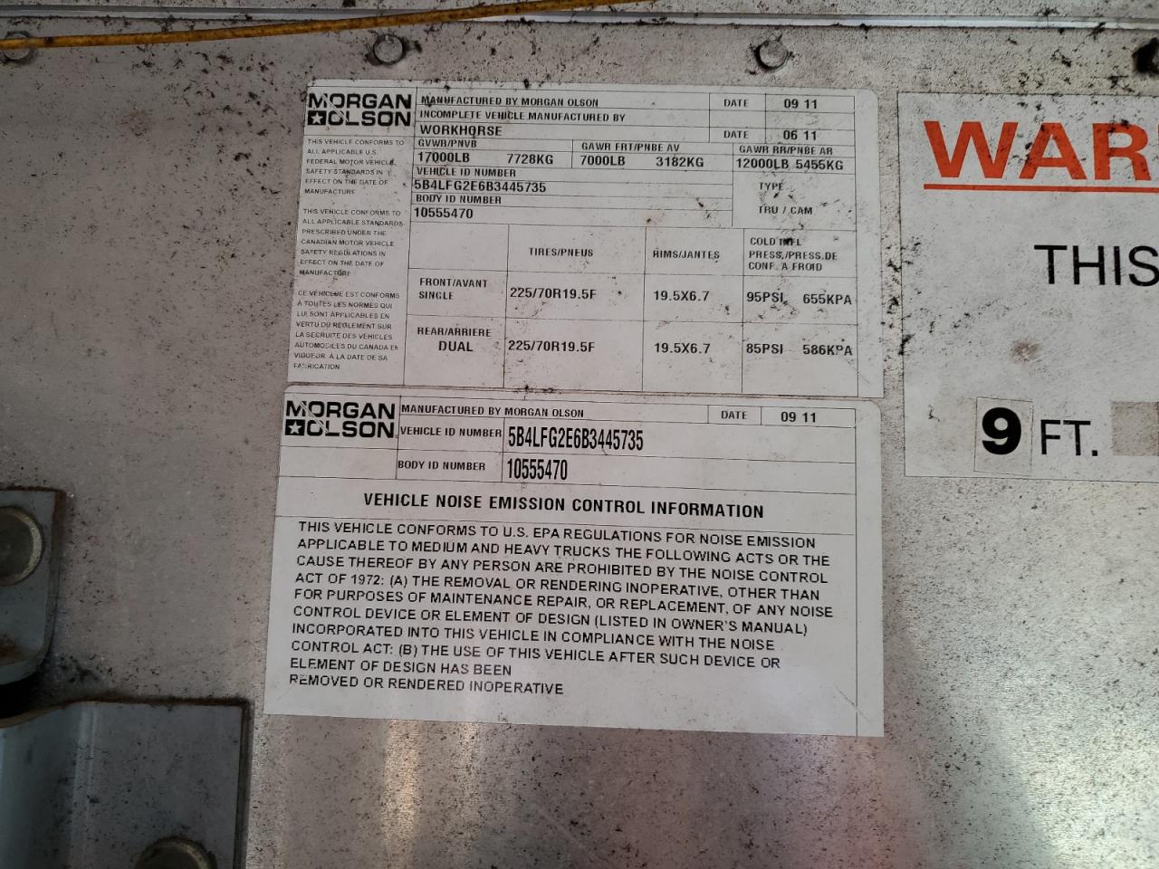2011 WORKHORSE All models VIN 5B4LFG2E6B3445735 photo 12