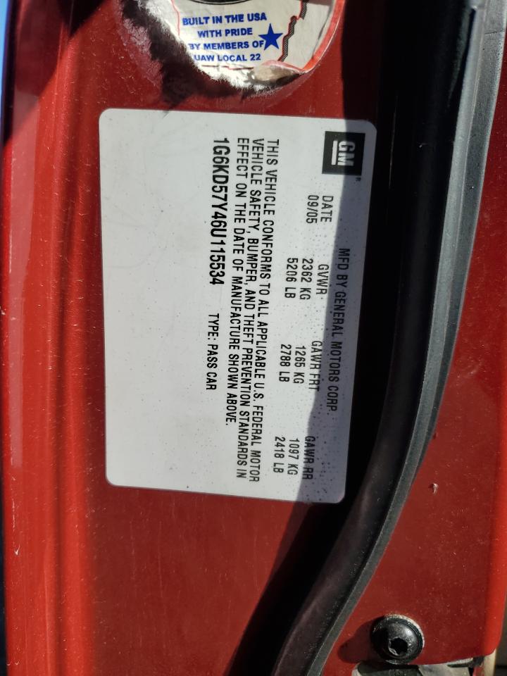 2006 Cadillac Dts VIN 1G6KD57Y46U115534 photo 12