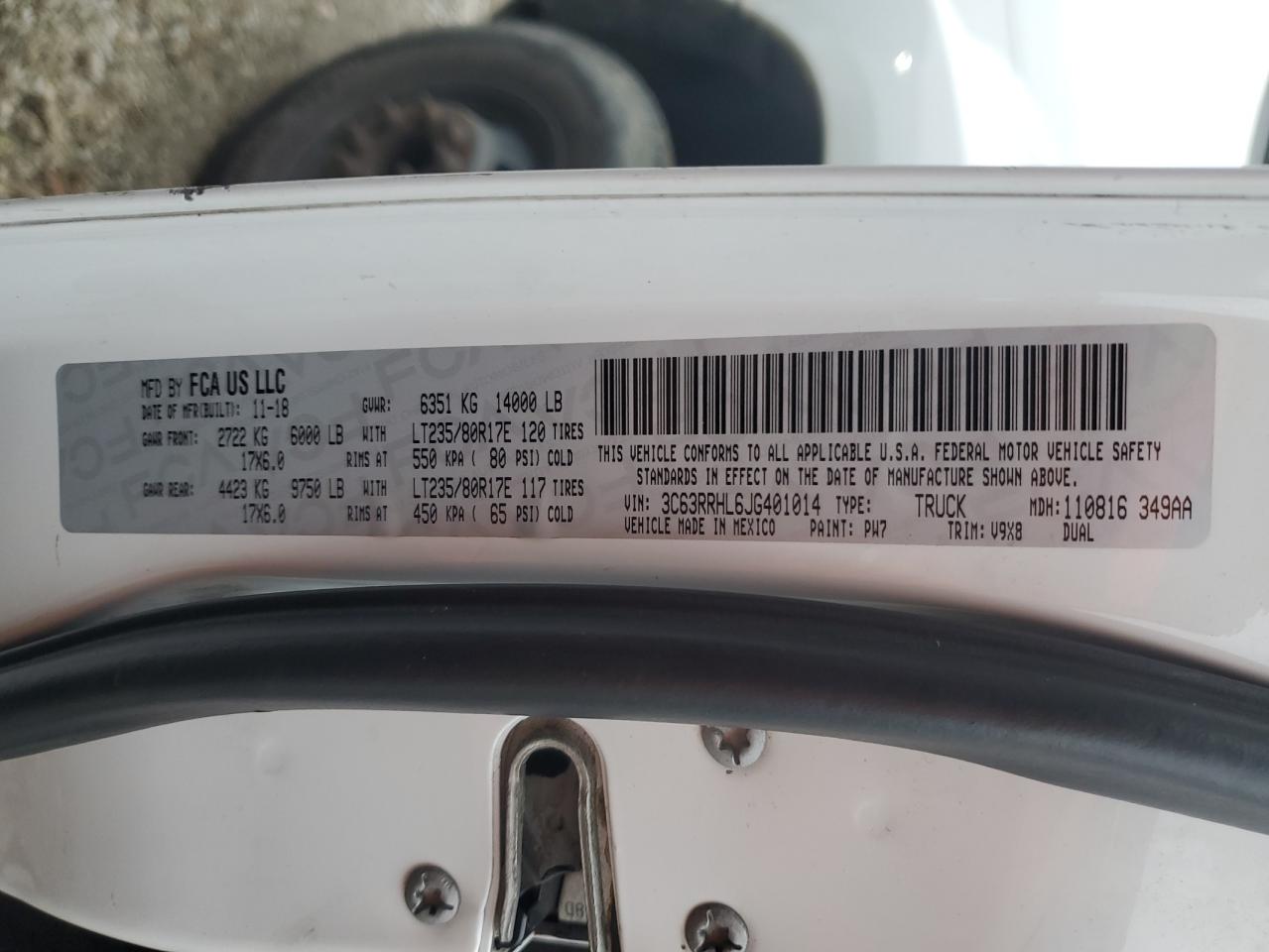 2018 RAM 3500 VIN 3C63RRHL6JG401014 photo 12