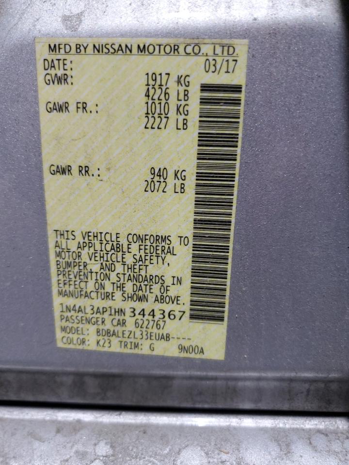 2017 Niss Altima VIN 1N4AL3AP1HN344367 photo 12