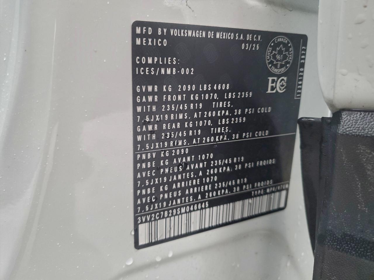 2025 Volkswagen Taos se bl VIN 3VV2C7B29SM046645 photo 12