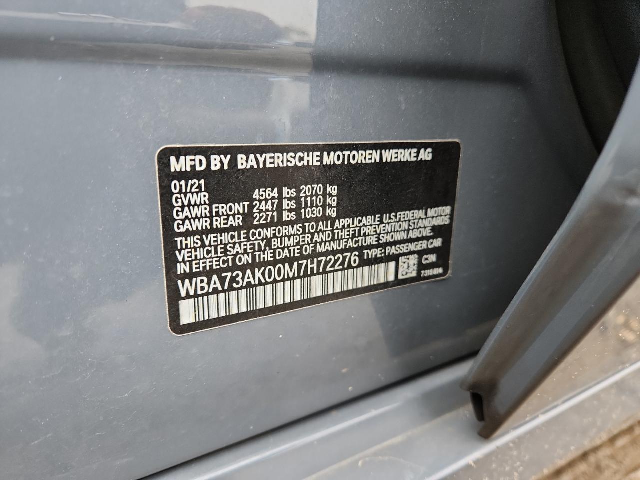 2021 BMW 2 series VIN WBA73AK00M7H72276 photo 12