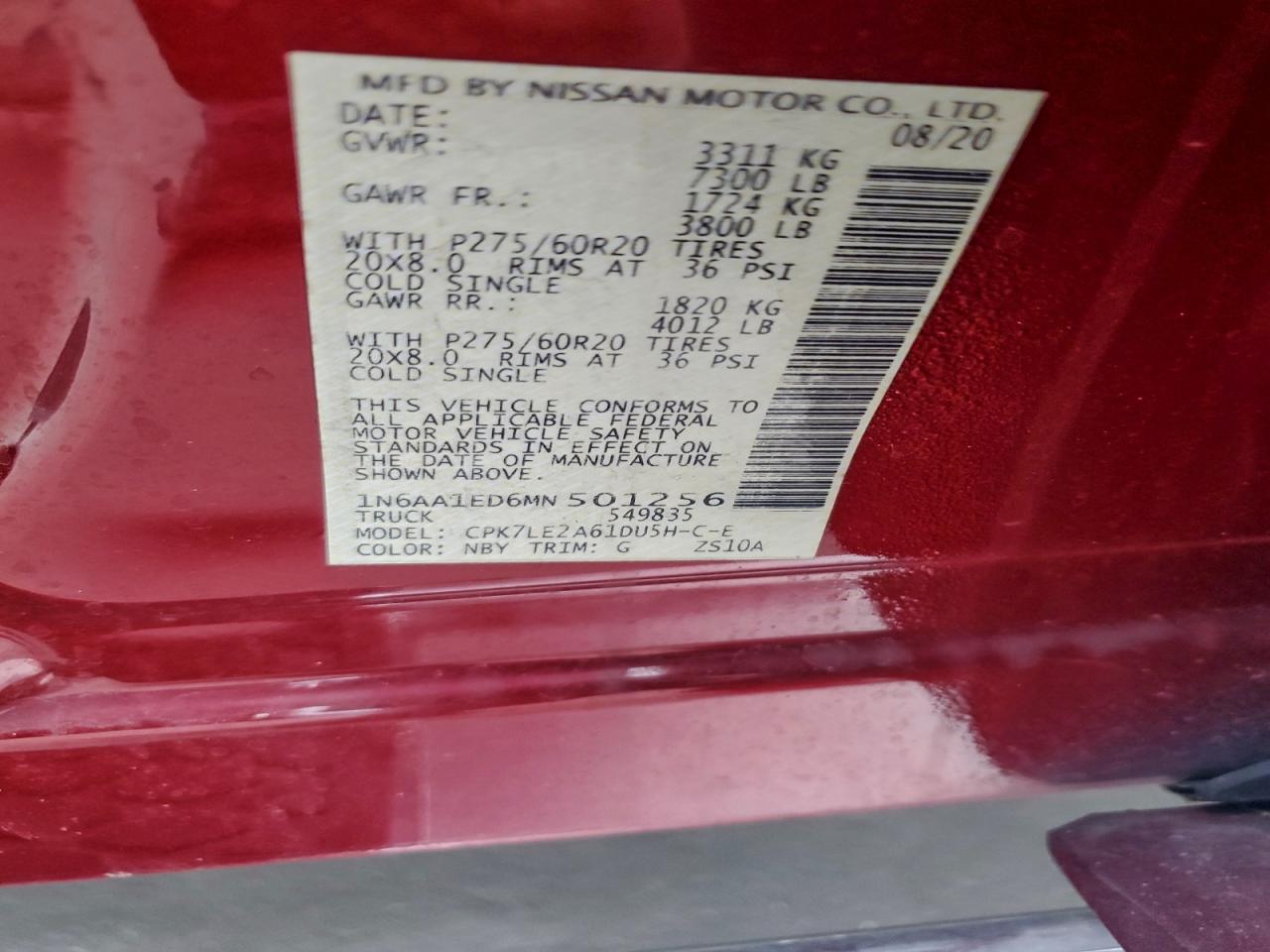 2021 Nissan TITAN VIN 1N6AA1ED6MN501256 photo 12