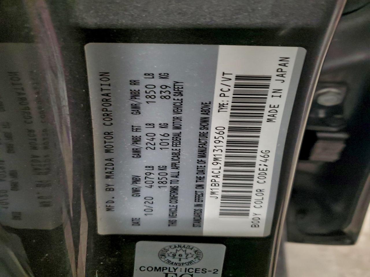 2021 3 VIN JM1BPACL9M1319560 photo 12