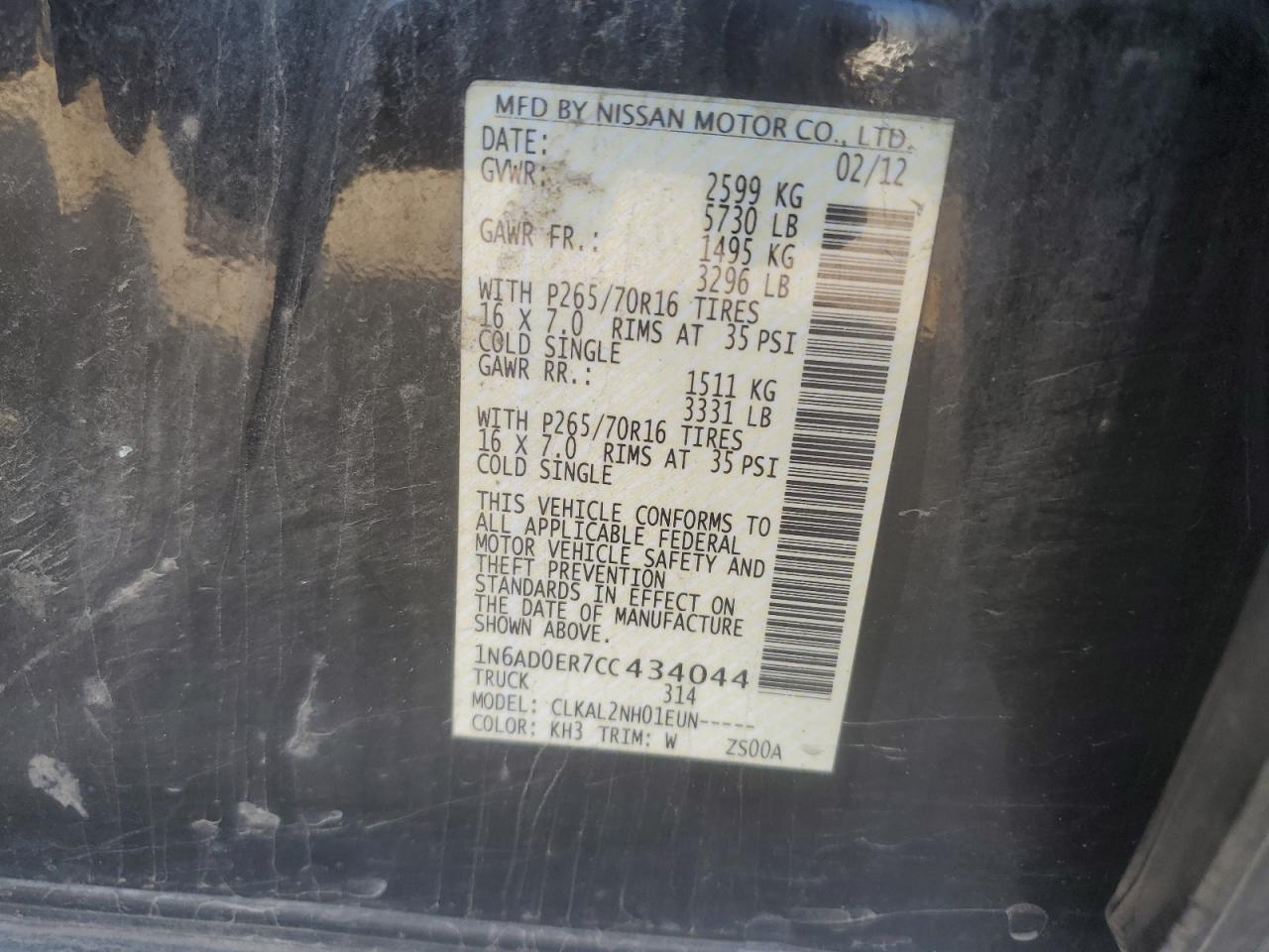 2012 Nissan All models VIN 1N6AD0ER7CC434044 photo 12