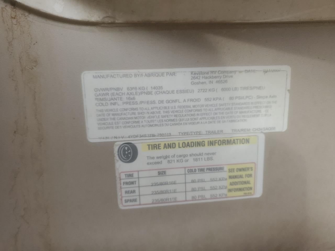 2008 KEYSTONE Challenger VIN 4YDF34S278E750143 photo 10