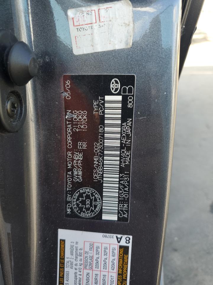 2007 Toyota Camry VIN JTNBB46K773007180 photo 12