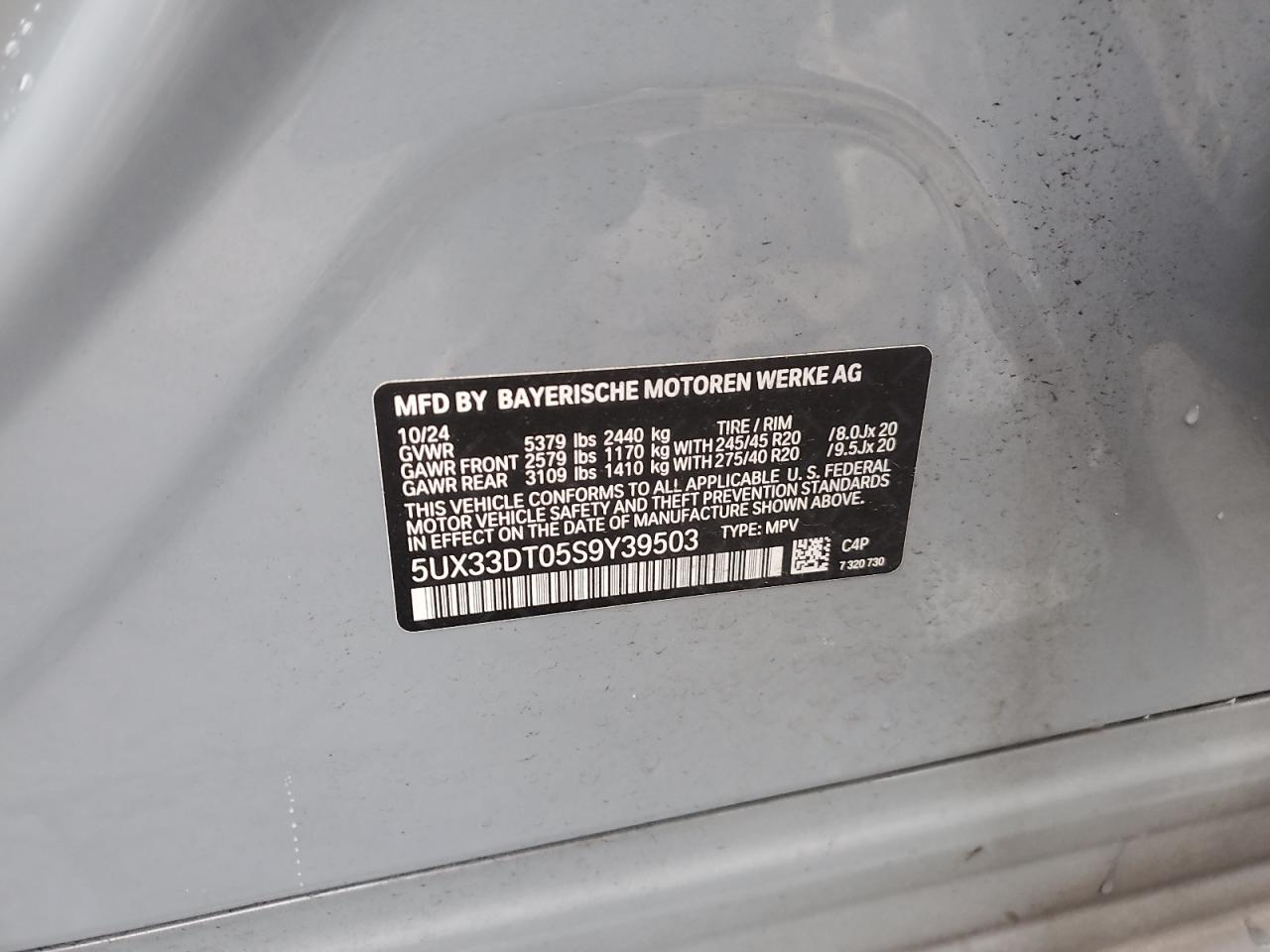 2025 BMW X4 VIN 5UX33DT05S9Y39503 photo 12
