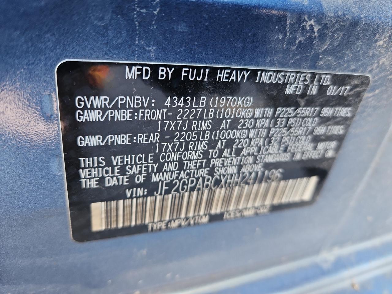 2017 Subaru Crosstrek VIN JF2GPABCXHH241196 photo 12