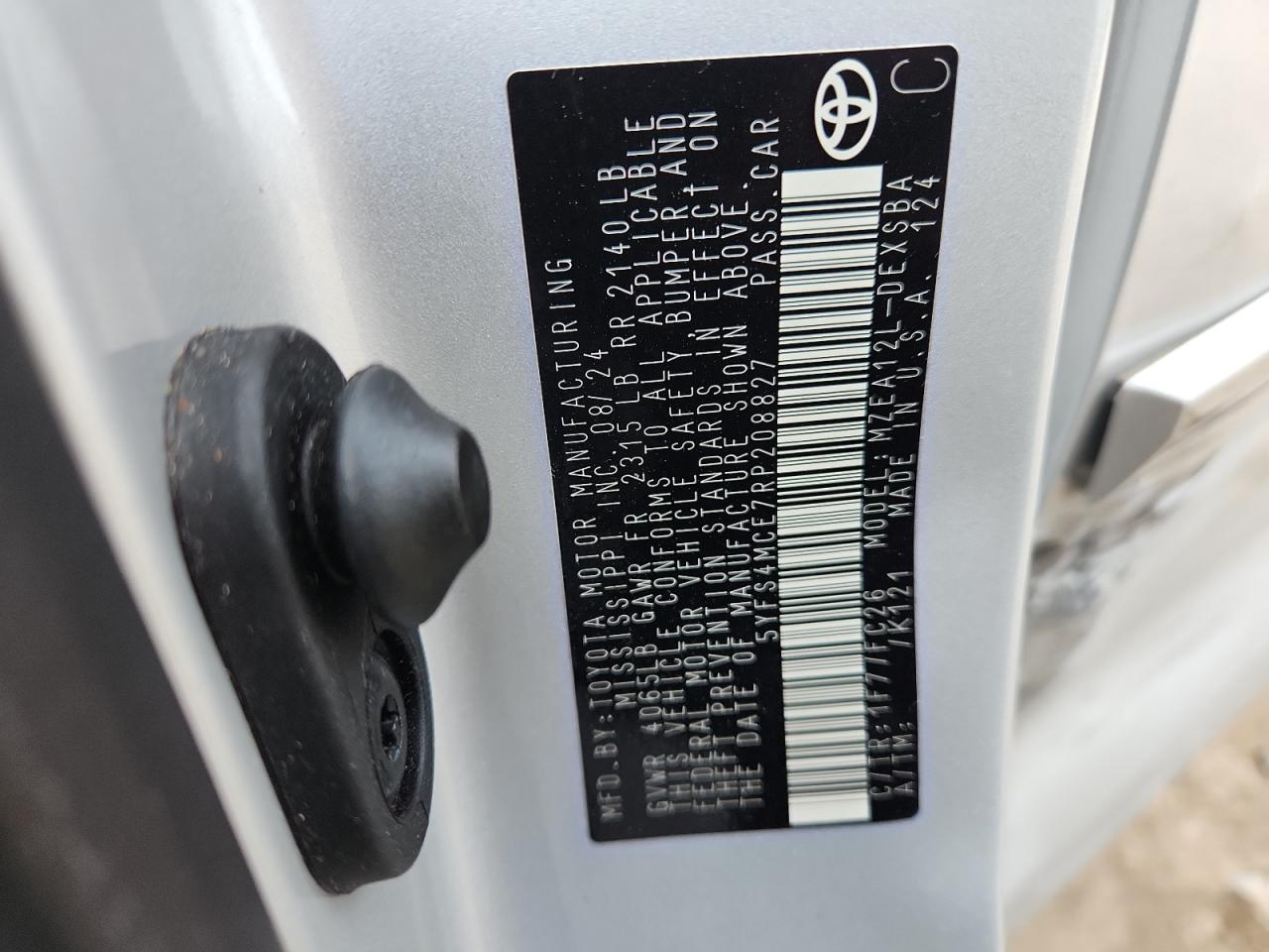 2024 Toyota Corolla VIN 5YFS4MCE7RP208827 photo 12