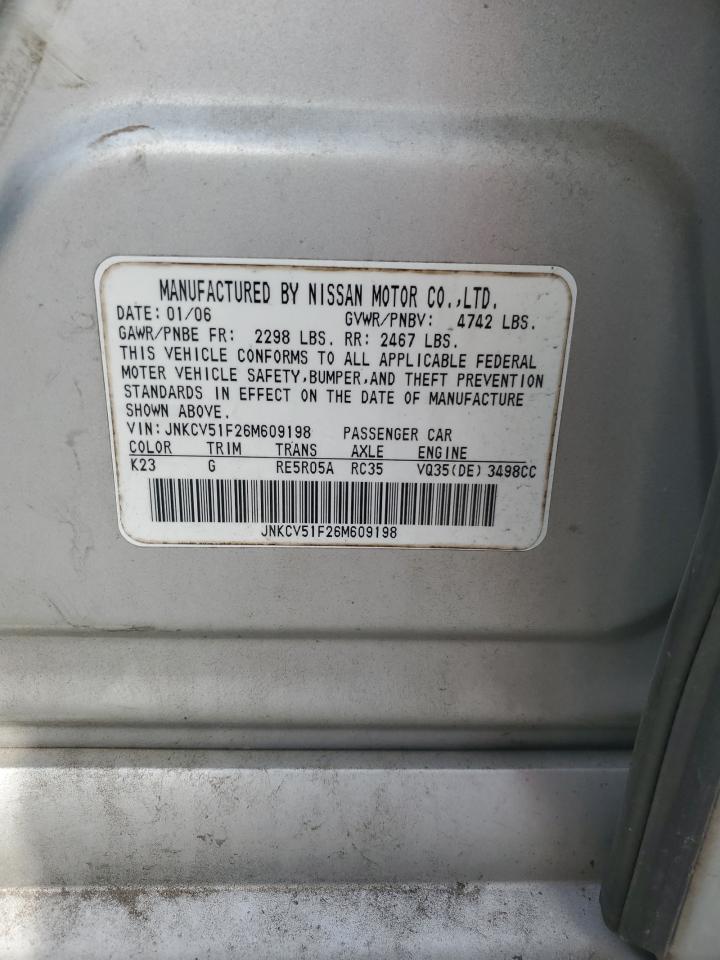 2006 Infiniti G35 VIN JNKCV51F26M609198 photo 12