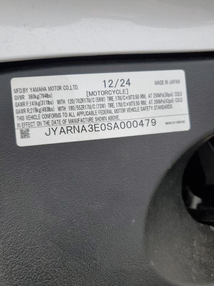 2025 Yamaha Yzf890 VIN JYARNA3E0SA000479 photo 10