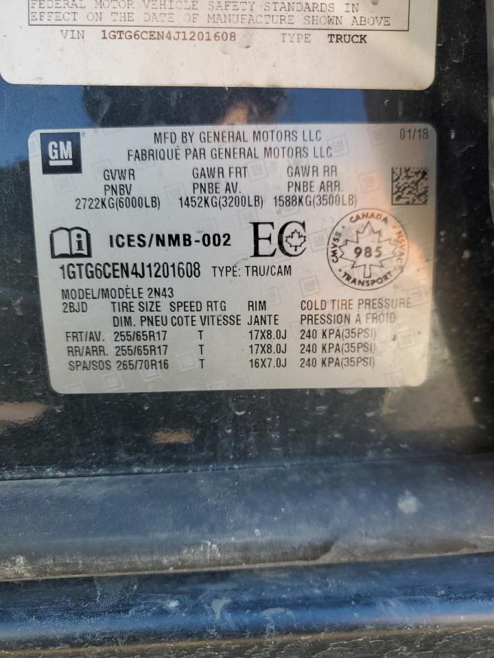 2018 GMC Canyon VIN 1GTG6CEN4J1201608 photo 12