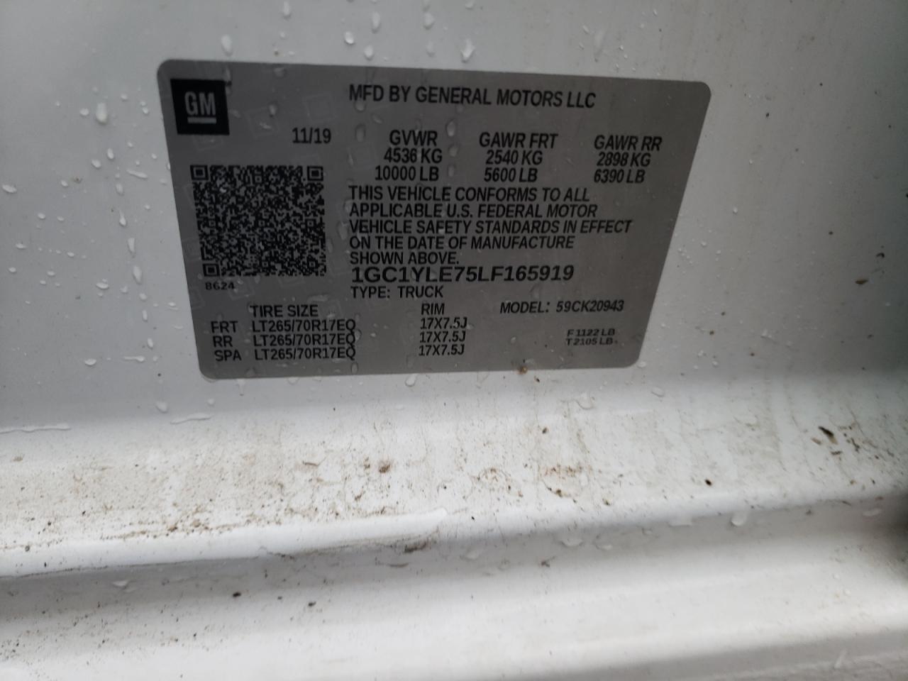 2020 Chevrolet Silverado VIN 1GC1YLE75LF165919 photo 12