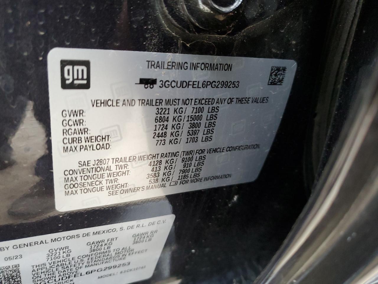 2023 CHEVROLET Silverado VIN 3GCUDFEL6PG299253 photo 12