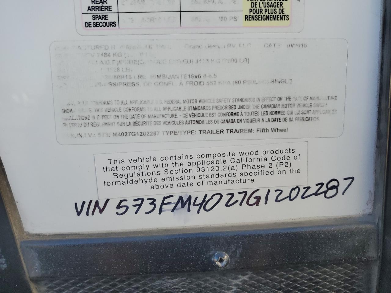 2016 GRAND Momentum VIN 573FM4027G1202287 photo 10