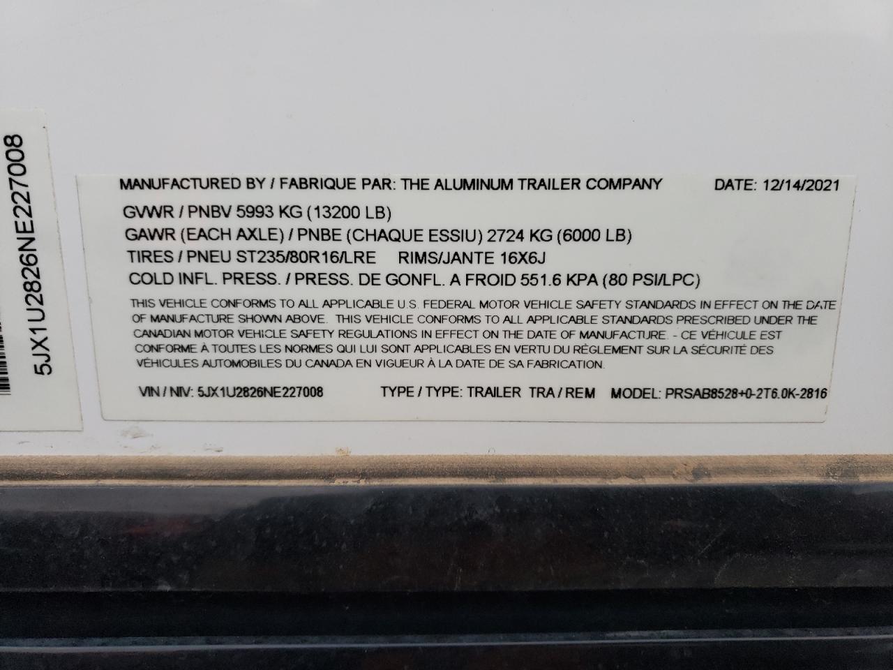 2021 'OTHER Toy hauler VIN 5JX1U2826NE227008 photo 10
