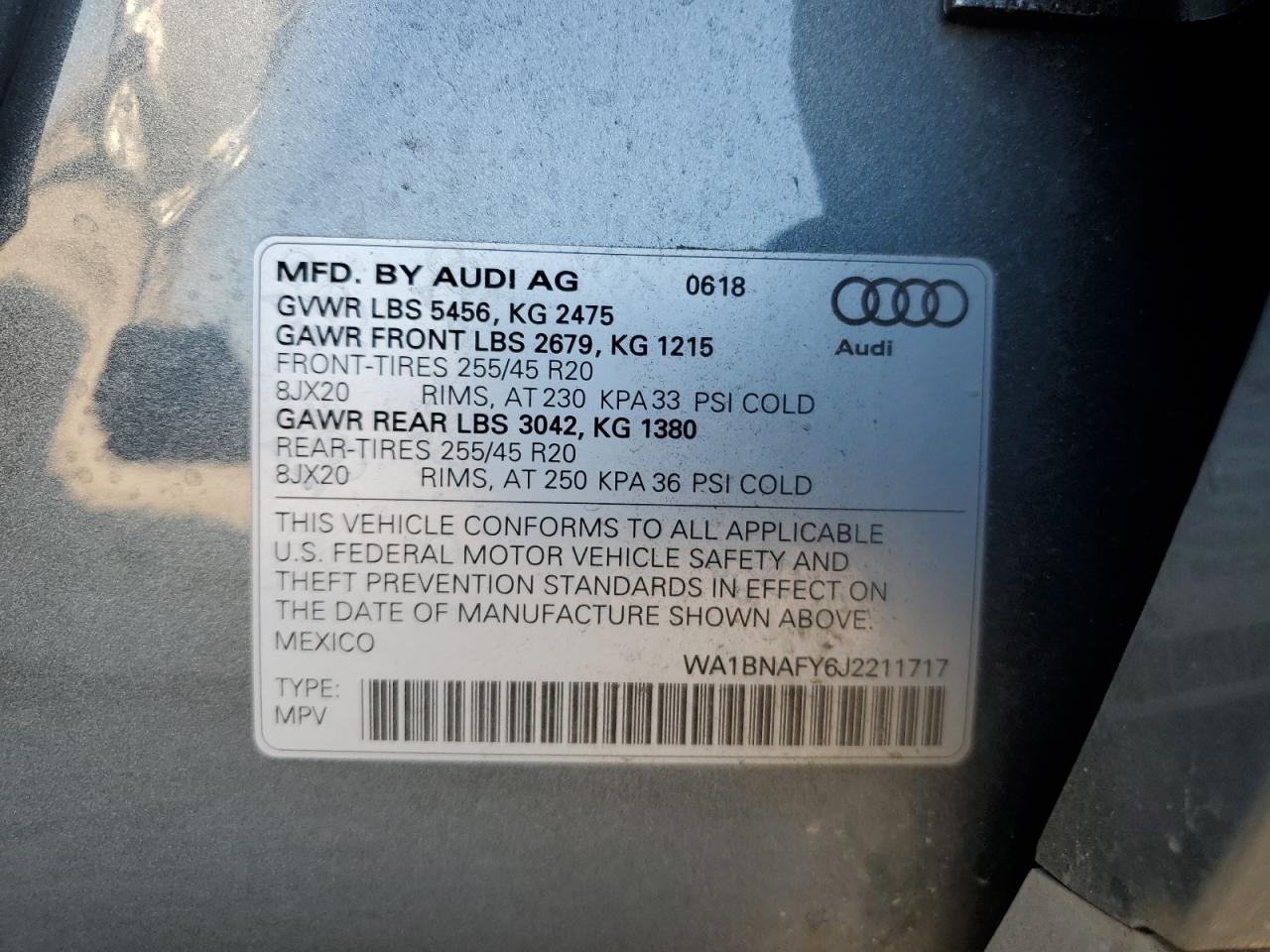 2018 Audi Q5 VIN WA1BNAFY6J2211717 photo 12
