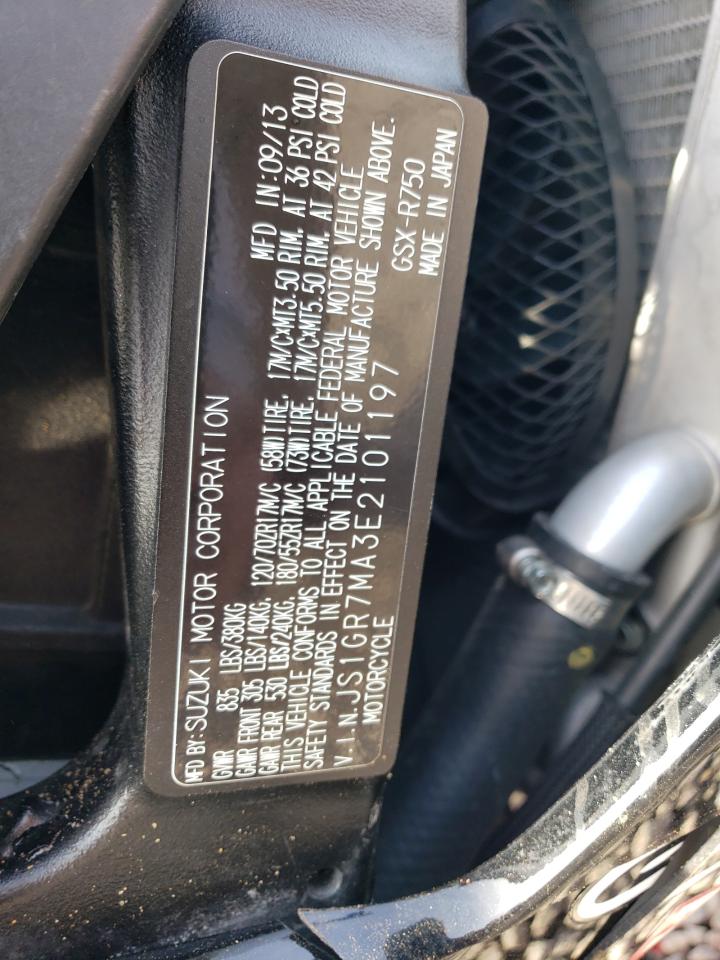 2014 SUZUKI Gsxr750 VIN JS1GR7MA3E2101197 photo 10