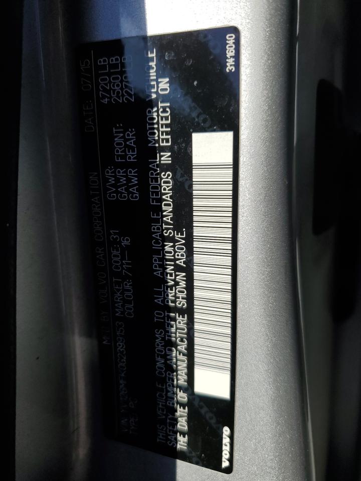 2016 VOLVO S60 VIN YV126MFK0G2399153 photo 12