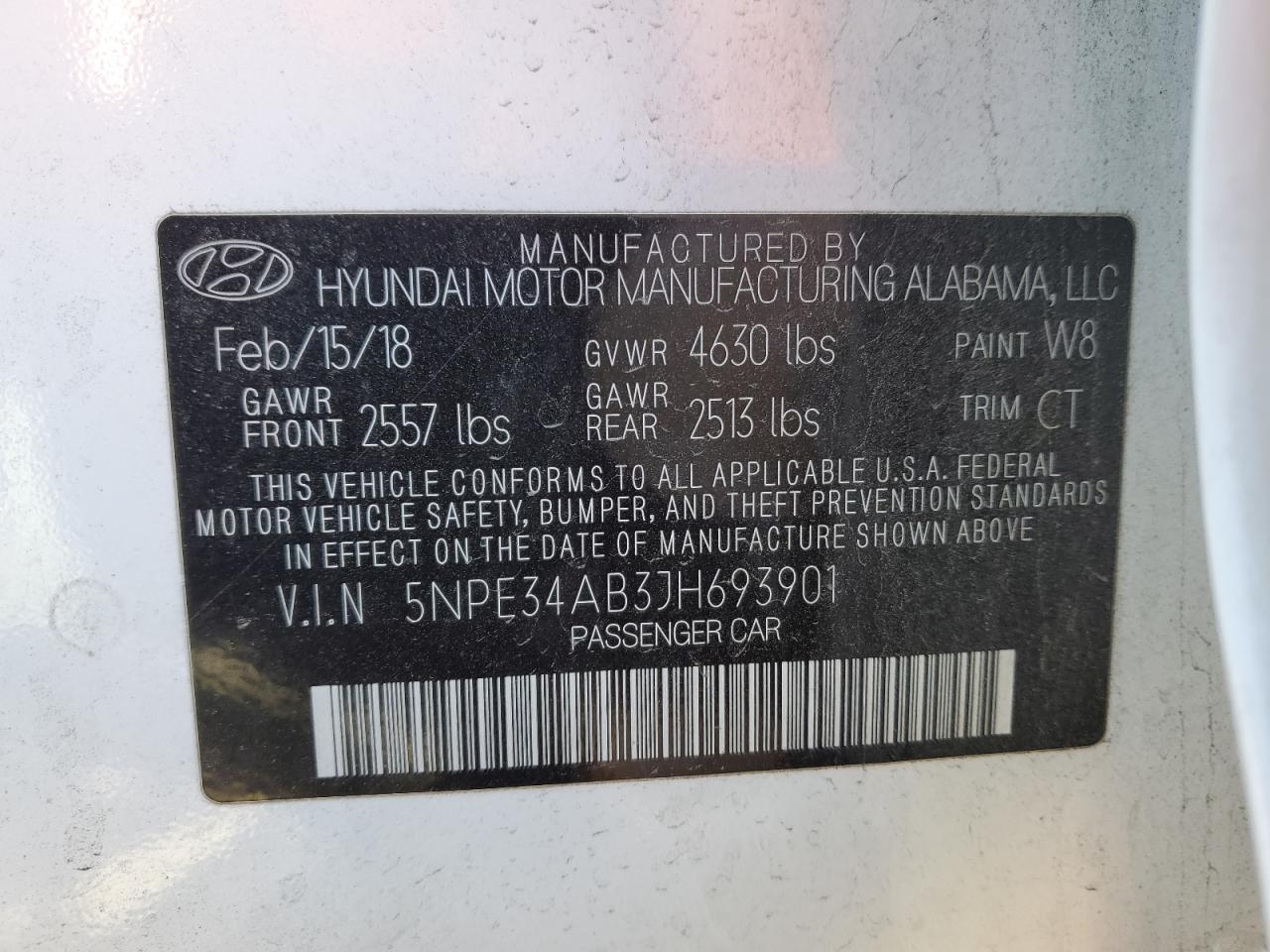 2018 HYUNDAI Sonata VIN 5NPE34AB3JH693901 photo 12