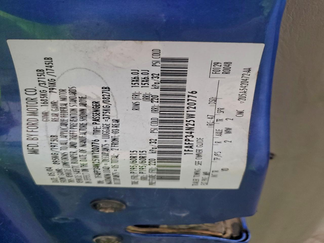 2005 Ford Focus VIN 1FAFP34N25W120776 photo 12