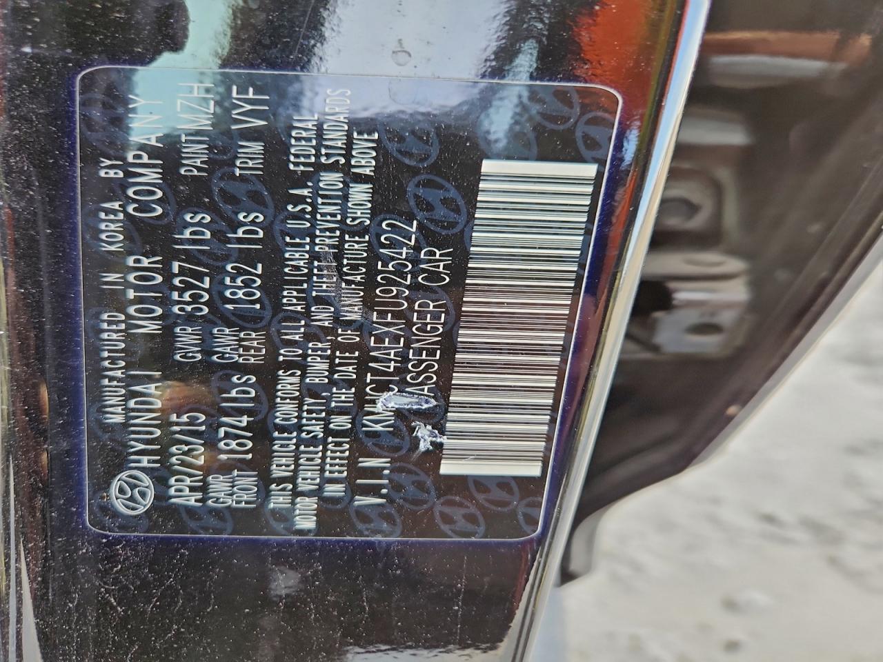 2015 Hyundai Accent VIN KMHCT4AEXFU925422 photo 12
