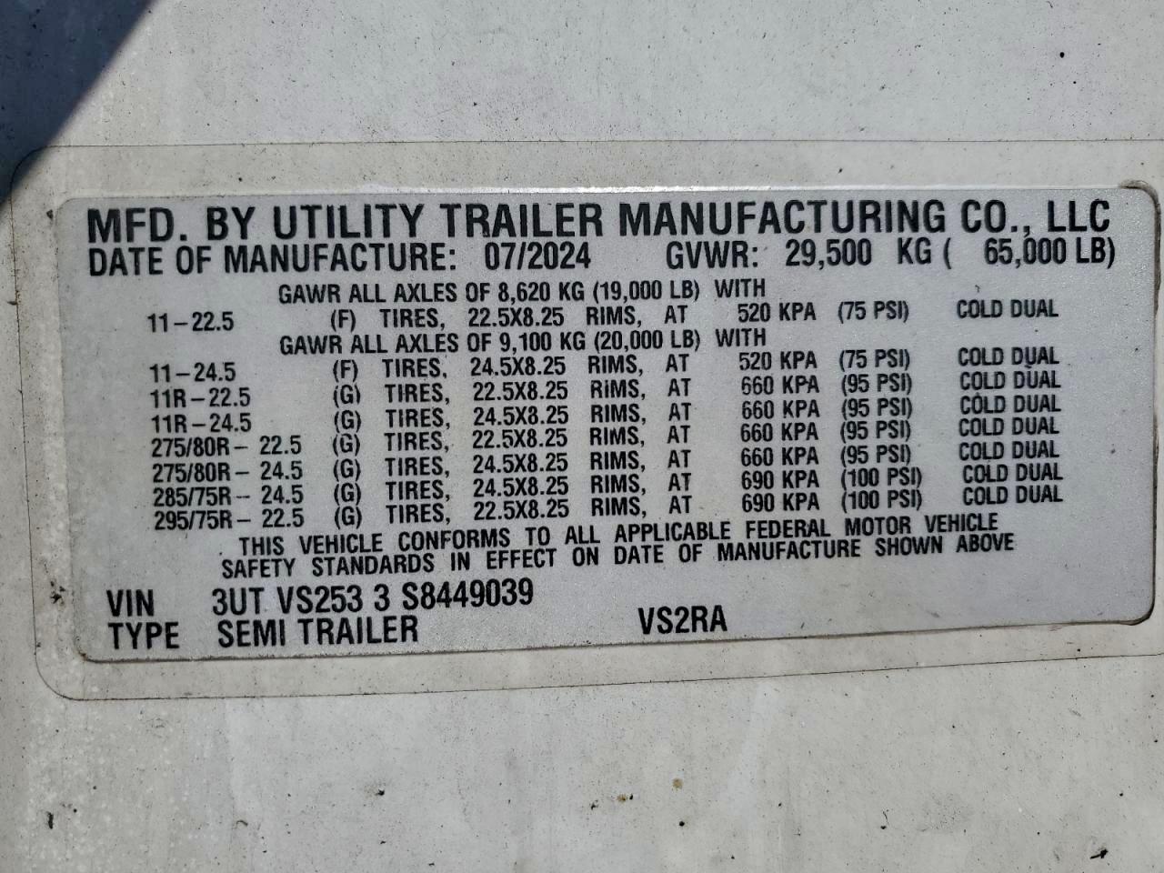 2025 UTILITY All models VIN 3UTVS2533S8449039 photo 10