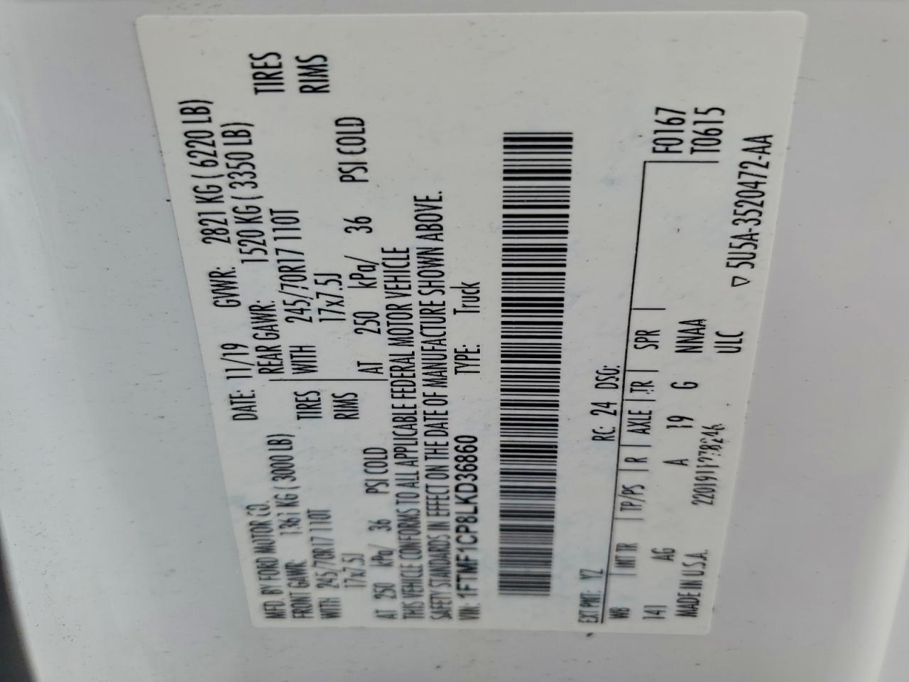 2020 Ford All models VIN 1FTMF1CP8LKD36860 photo 12