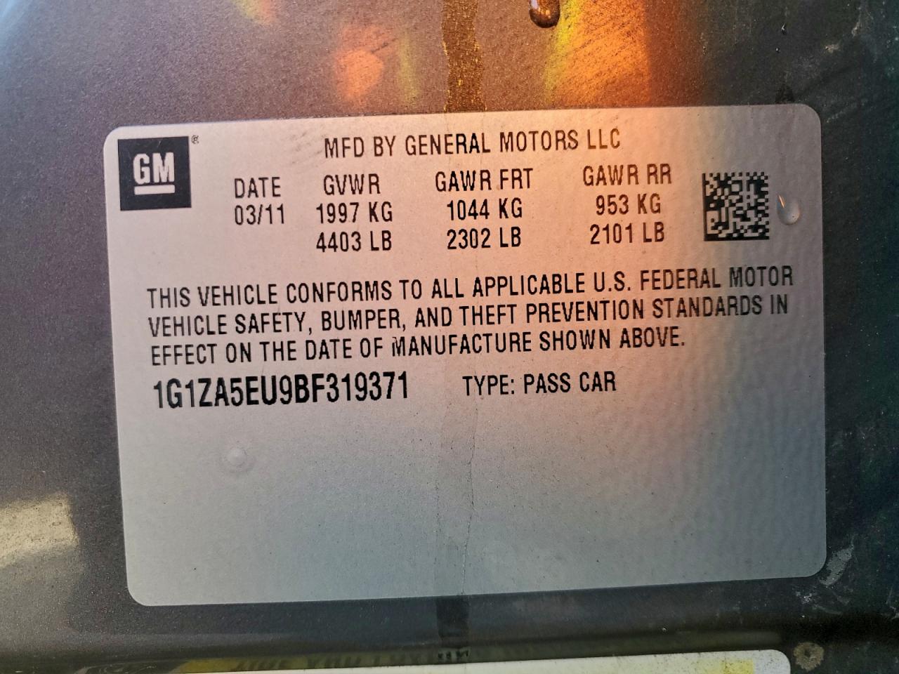 2011 Chev Malibu VIN 1G1ZA5EU9BF319371 photo 12