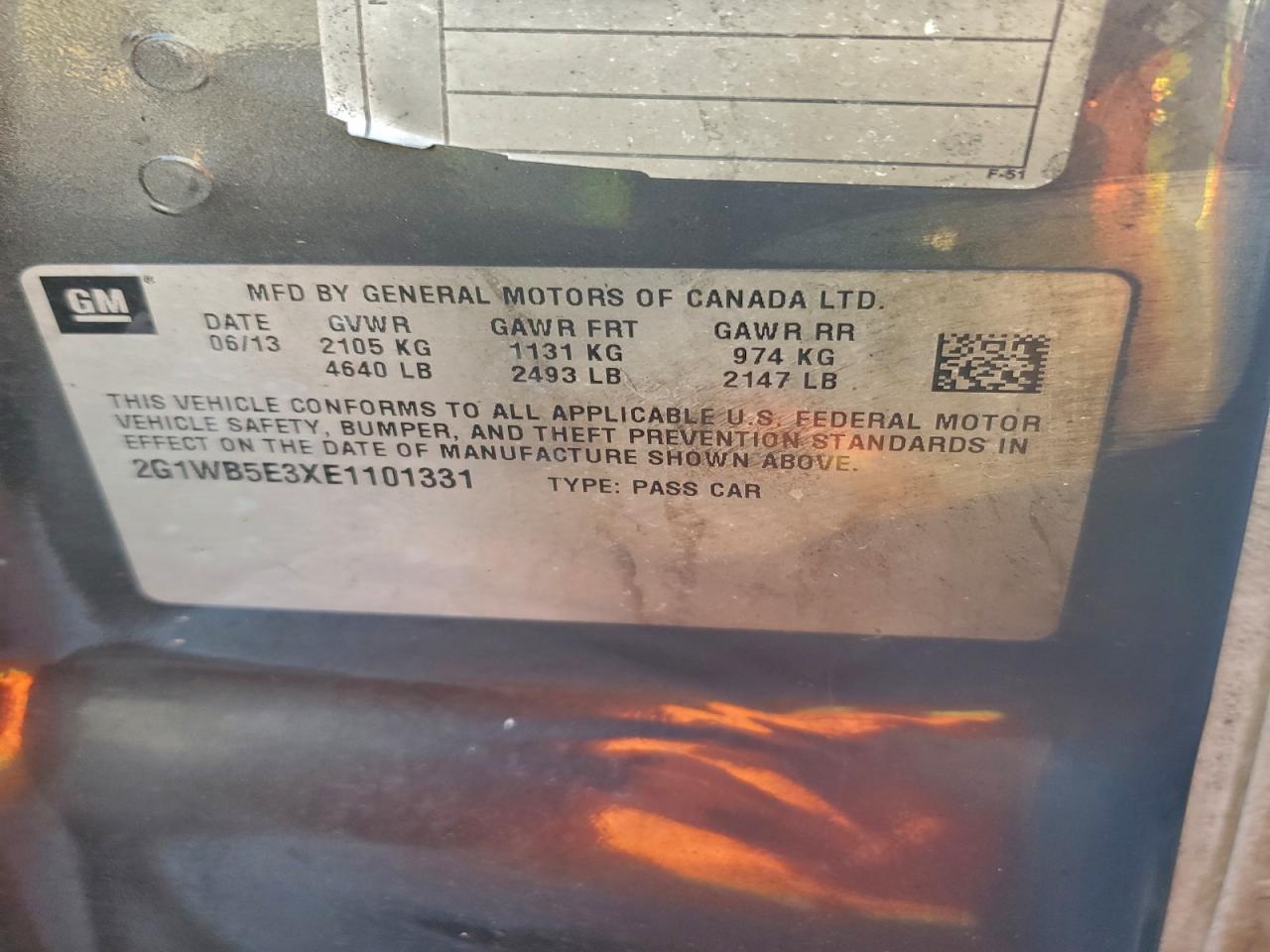 2014 Chevrolet Impala VIN 2G1WB5E3XE1101331 photo 12