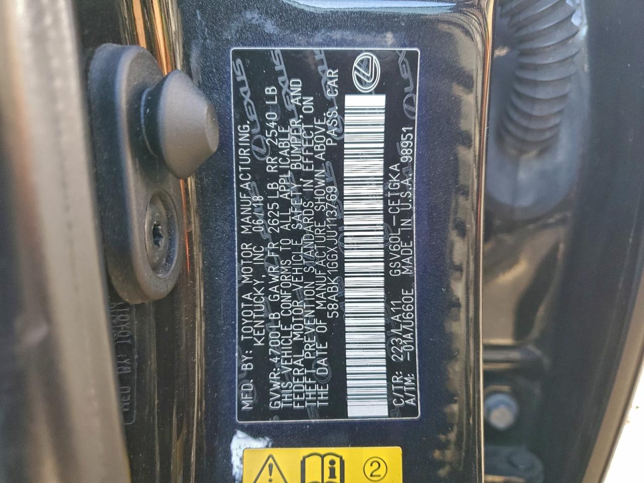 2018 Lexus ES350 VIN 58ABK1GGXJU113769 photo 12