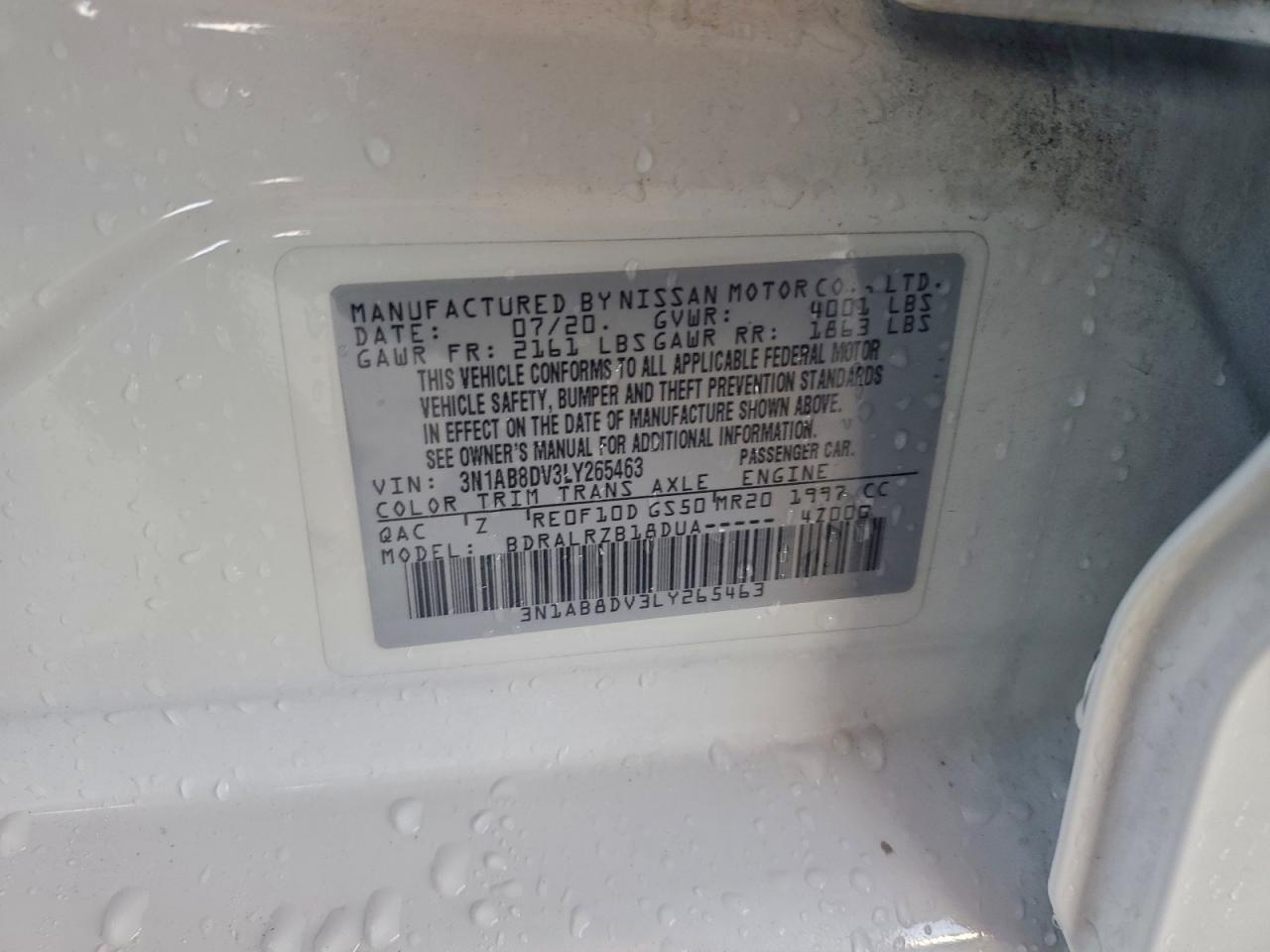 2020 Nissan Sentra VIN 3N1AB8DV3LY265463 photo 12