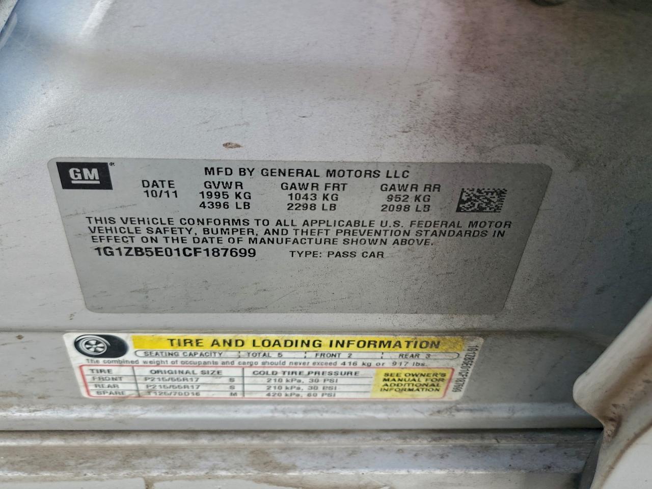 2012 Chevrolet Malibu VIN 1G1ZB5E01CF187699 photo 12